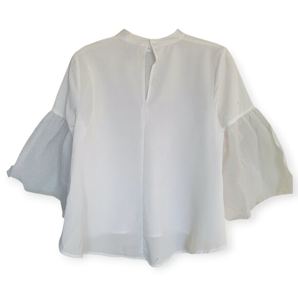 a new day white flutter sleeve blouse size XS polyester nylon - Picture 5 of 14